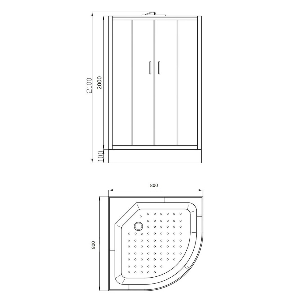 Душевая кабина 80x80x210 Parly (EC831) черный, Без гидромассажа, ABS-пластик, Поддон низкий