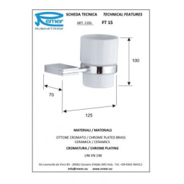 Фото Remer Flat FT15CR Стакан для зубных щёток подвесной (белый | хром)