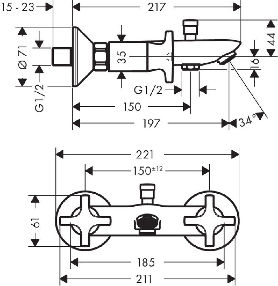 Смеситель для ванны 71240000 Hansgrohe Logis Classic (хром)