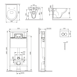 Инсталляция + унитаз + клавиша Am.Pm ProC (IS70101.901700) синий, белый