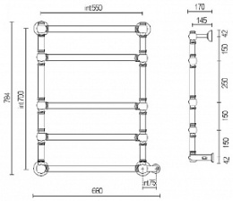 Фото Полотенцесушитель электрический Margaroli Armonia 9-564-5 BOX, 95645505CNB, хром