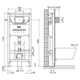 Комплект: Инсталляция OLI 120 +Панель слива SLIM хр. гл., OLI 100409mSl00