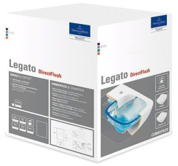 Подвесной унитаз Villeroy&Boch Legato 5663RLR1 безободковый, с крышкой сидением SlimSeat, с функцией