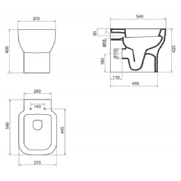 Приставной унитаз BelBagno Vaso P-trap BB127CB
