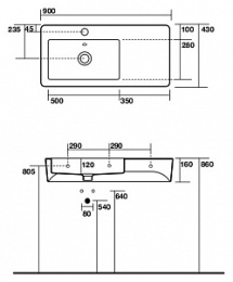 Фото Раковина 90 см Kerasan Ego 324401