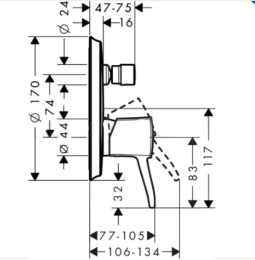 Смеситель для ванны 31345090 Hansgrohe Metropol Classic (хром, золото)