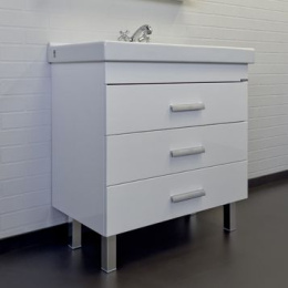 Фото Тумба-умывальник Comforty Никосия-80Н белый глянец с раковиной Fest 80