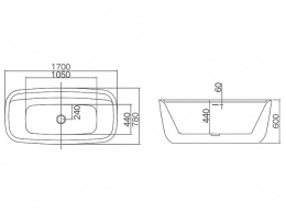 Акриловая ванна 170x78 Hatria (Y8AH25), прямоугольная