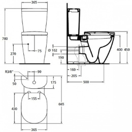Фото Напольный унитаз Ideal Standard Connect AquaBlade® E039701 с бачком E785601, безободковый