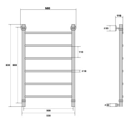 Водяной полотенцесушитель Energy Classic 80х50