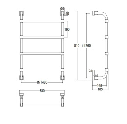 Полотенцесушитель Margaroli Concerto 7324704CON, высота 81 см, ширина 53 см, хром/золото