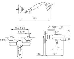 Смеситель Nicolazzi El Capitan 3401DB75 для ванны и душа, ручка металл, состаренная бронза