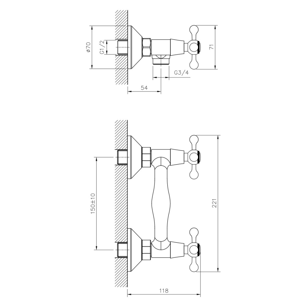Смеситель для душа DECOROOM DR54 (DR54055)