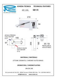 Фото Смеситель Remer для раковины RR QD15 настенный встраив.