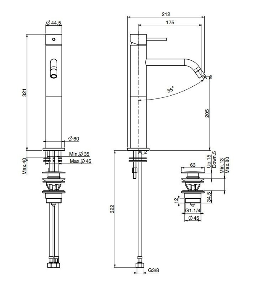 FIMA Carlo Frattini Spillo Up F3031/HCR Смеситель для раковины