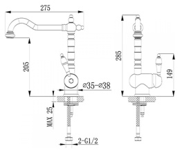 Фото Смеситель для раковины Timo Morea (2406F antique)