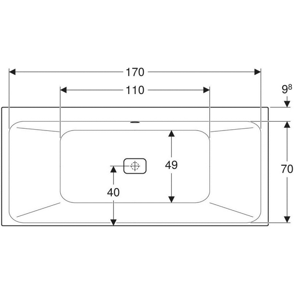 Акриловая ванна 180x80 Geberit (650580000), прямоугольная
