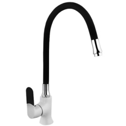 Смеситель для кухни MATRIX SMF-323317/WT-BK 40 мм (черный силиконовый излив) ручка 5 цветов