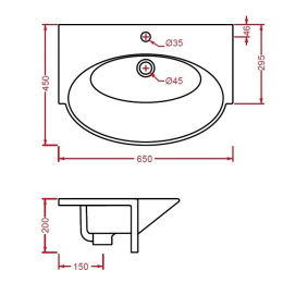 Раковина 65 см ArtCeram (LKL001 01 00)