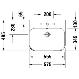 Умывальник 57,5 см Duravit Happy D.2 Plus HP4345O2222, белый