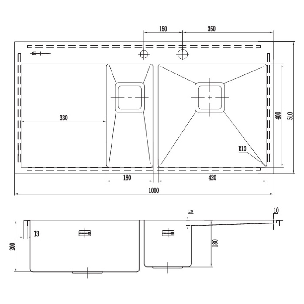 Кухонная мойка Omoikiri Akisame 100-2-GM-R (4973104) вороненая сталь