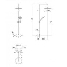 Душевая система с термостатом Nobili Tami TM85130/60CR