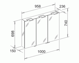 Фото Зеркальный шкаф Keuco Royal 35 13503171301, алюминий