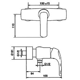 Гигиенический душ Jacob Delafon Cuff E98100-CP со смесителем Nateo E71253-CP