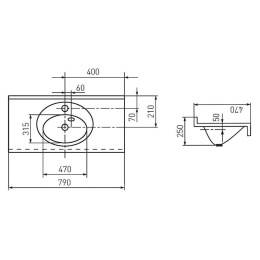 Раковина Aquaton Отель 3/80 белая с навесами 1A70063NOT010