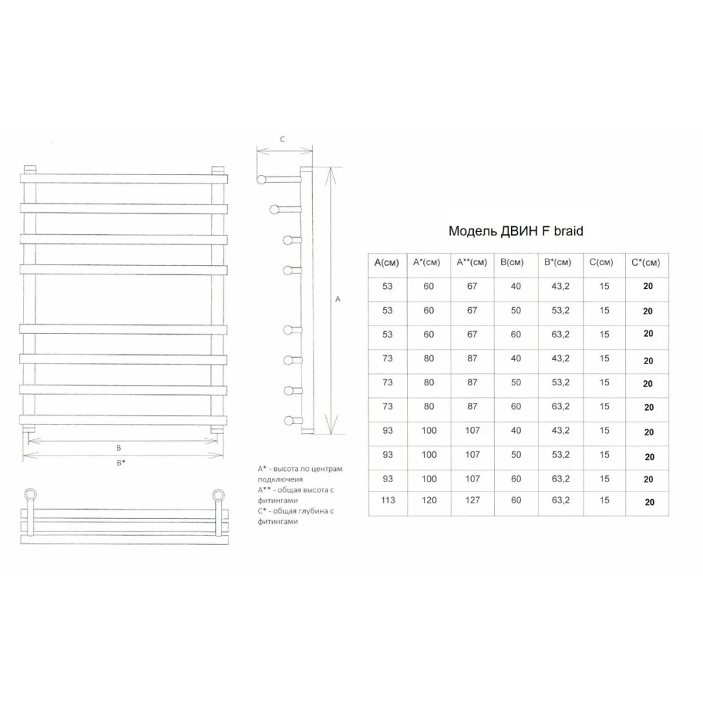 Полотенцесушитель Двин F braid 80/50 1"-3/4"-1/2" Универсальный К3, Состаренная бронза (462715213866