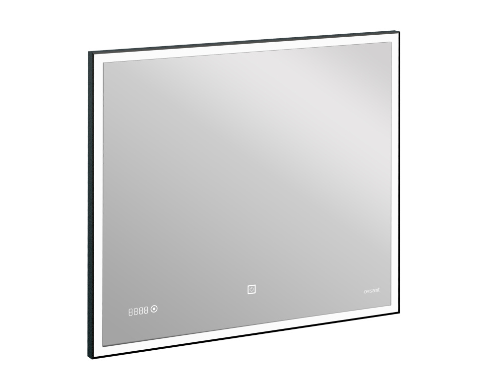 Cersanit KN-LU-LED011*80-d-Os Зеркало LED 011 design 80x70 с подсветкой часы металл. рамка прямоугол
