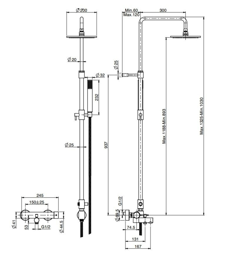 Душевая система Fima Carlo Frattini Spillo Up (F3034/2CR) хром