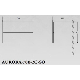 Тумба под раковину BelBagno Aurora AURORA-700-2C-SO-MV подвесная (2 ящ.)