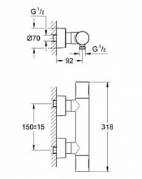 Фото Grohe Grohtherm 3000 Cosmopolitan 34274000 Термостат для душа с подключением шланга
