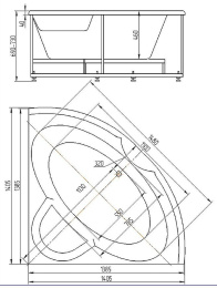 Акриловая ванна 140x140 Aquatek (POL1-0000030), Угловая