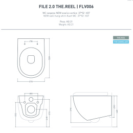 Фото Унитаз подвесной Artceram File 2.0 FLV006 41 00 безободковый, турбо смыв the.reel, saniglaze