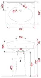 Фото Раковина 68 см ArtCeram Hermitage (HEL002 03 00)