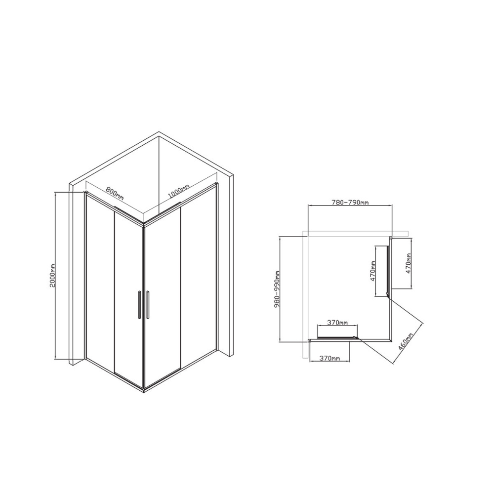 Душевой уголок Vincea Slim-U (VSS-2SU8010CLB) черный