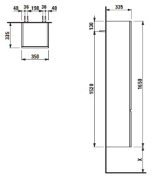 Шкаф-пенал высокий Laufen Palace New 4.0202.1.075.463.1 165x35 см