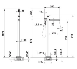 Фото Смеситель для ванны Gessi Rettangolo (24925#031) хром