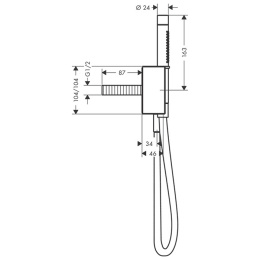 Фото Axor Edge 46520990 Ручной душ 2jet с держателем, шлангом 1,25м и обр.клапаном, цвет: полир. золото