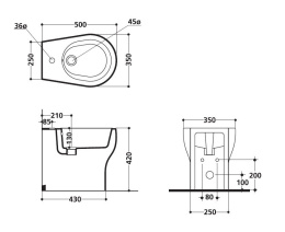 Фото Kerasan K09 452001 Биде напольное приставное
