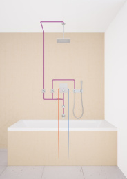 Фото Верхний душ Grohe Rainshower F-series 27271LSO, 25,4*25,4 см, 1 режим струи, без держателя, белая лу