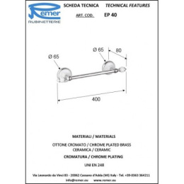 Фото Remer Epoca EP40CR Держатель для полотенца 400 мм (белый | хром)