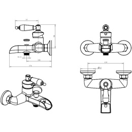 Фото Смеситель для ванны Boheme Vogue Crystal (213-CRST) золото