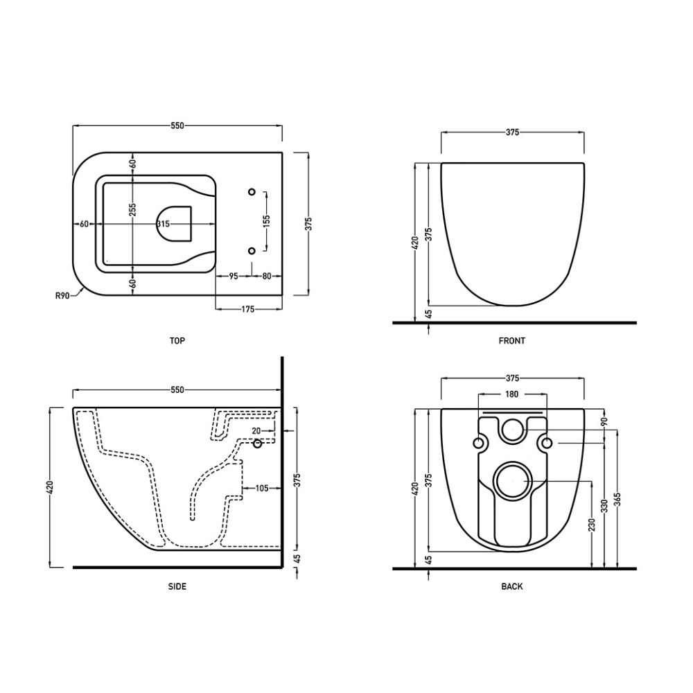 Ceramica CIELO Shui Comfort SHCOVSK CM - Унитаз подвесной 55*37 см, Rimless безободковый (Cemento)