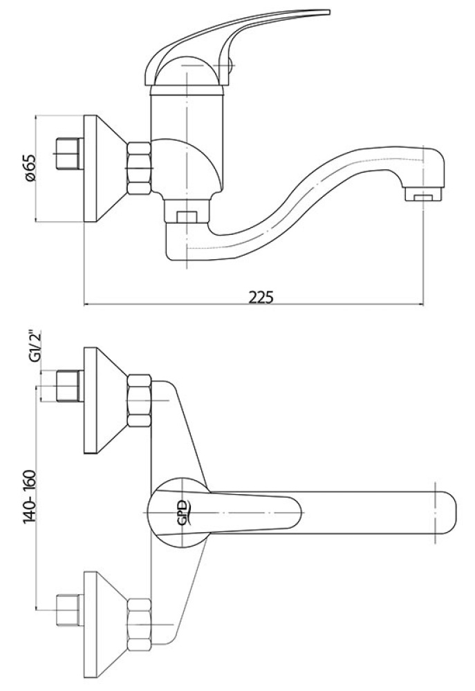 Фото Смеситель GPD Eko MAL80, для раковины, хром
