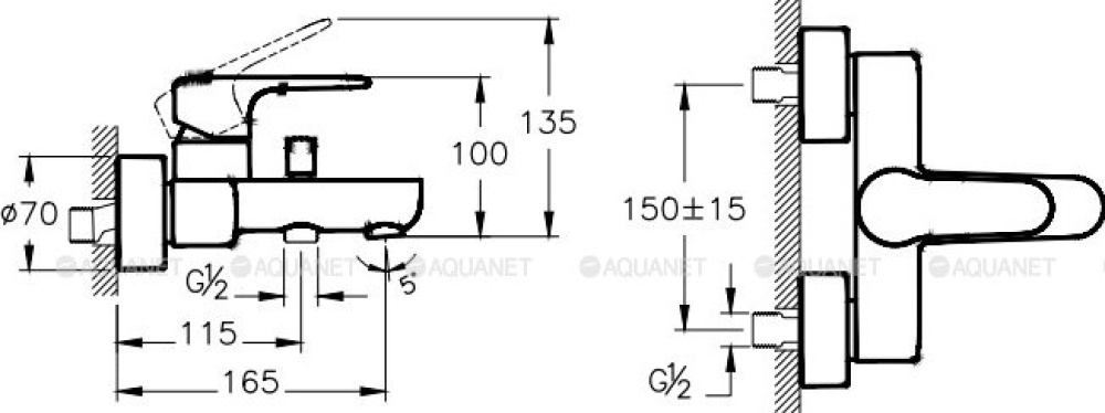Смеситель для ванны Vitra (A42725EXP) хром