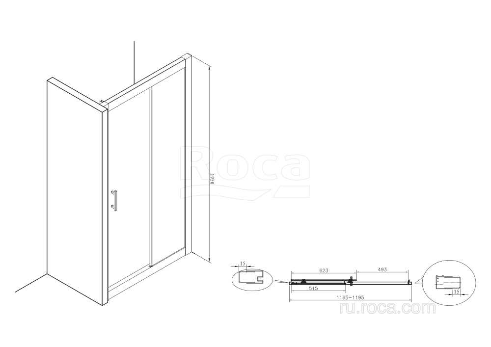 Душевое ограждение Roca Town-N (MP2812012M) хром