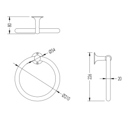 Полотенцедержатель-кольцо Devon&Devon New York NY107OT 21см., подвесной, цвет: золото